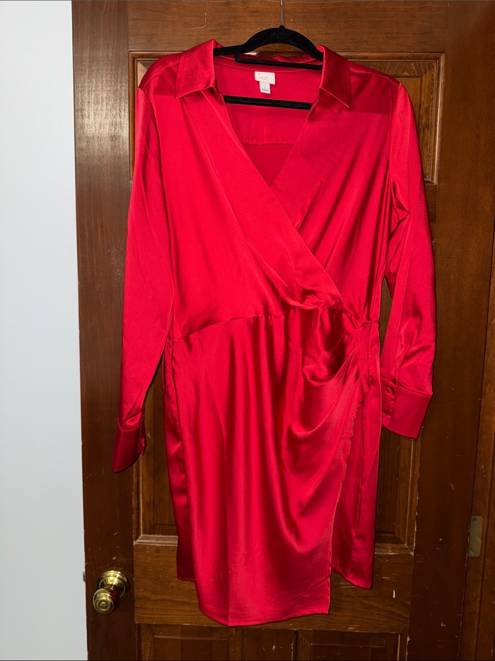 A New Day sz large  Red Satin Wrap Dress red